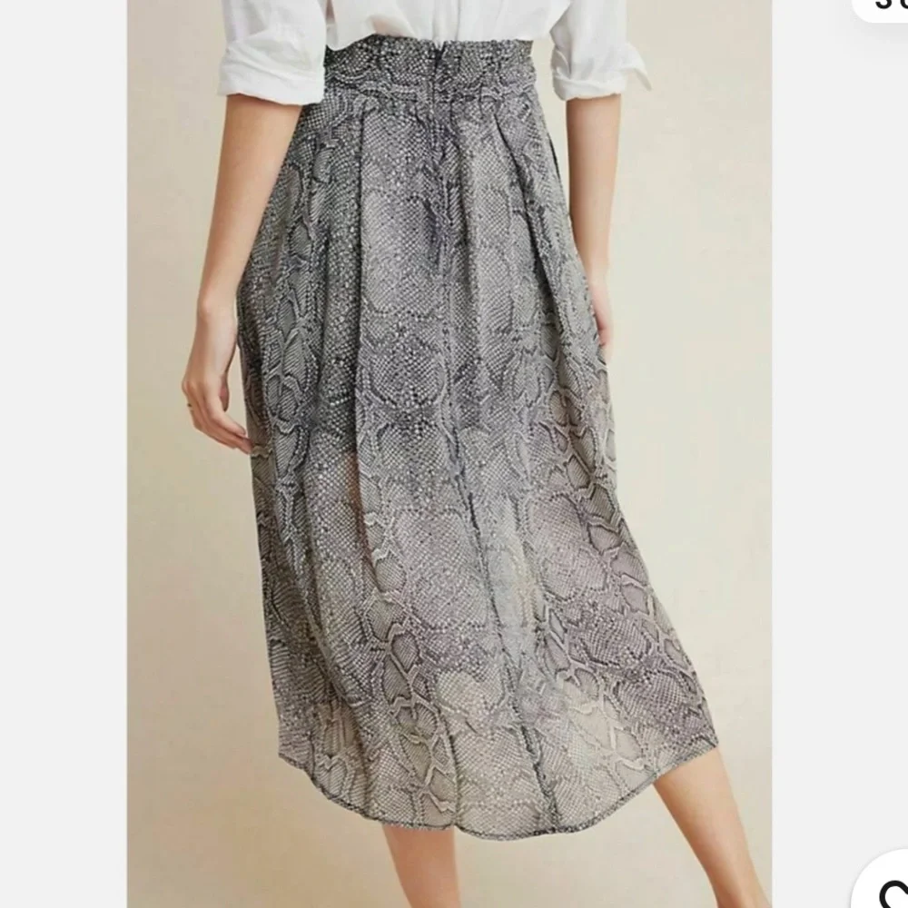 Anthropologie Gray Snakeprint Midi Skirt